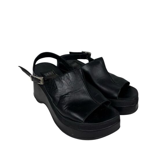 Rare Vintage DKNY Y2K Platform Sling Back Peep Toe Sandals - Women’s 7 - Picture 1 of 6